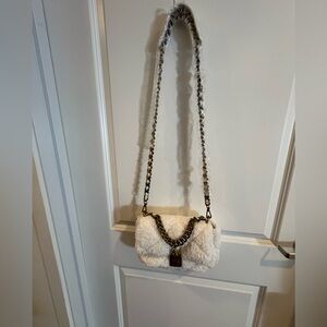 Steve Madden White Faux Shearling Purse